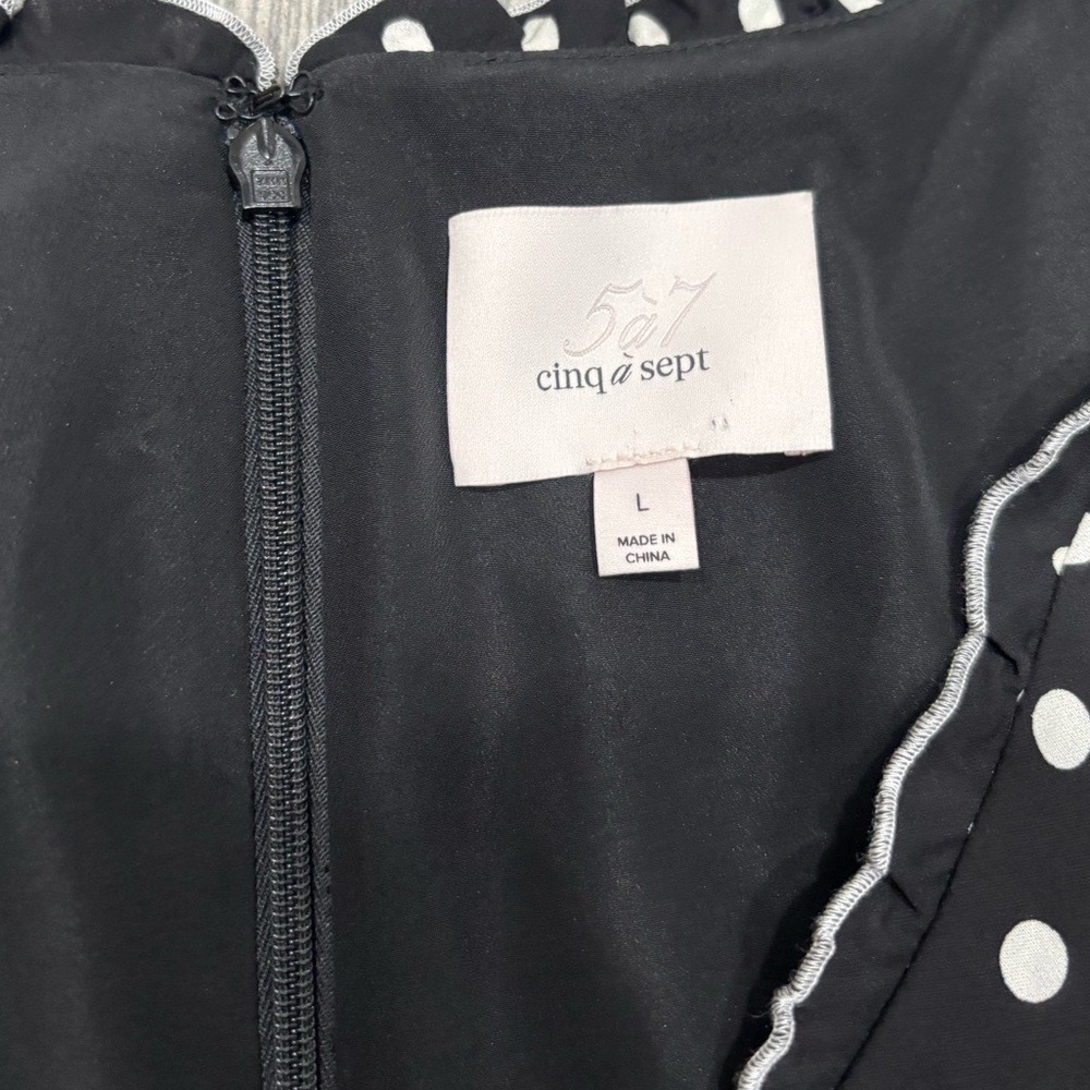 Cinq A Sept Kimberly Dot-Print Ruched Short-Sleeve Top Size Large 100% Silk - Picture 6 of 10